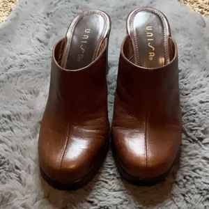Unisa Brown leather wedge shoes